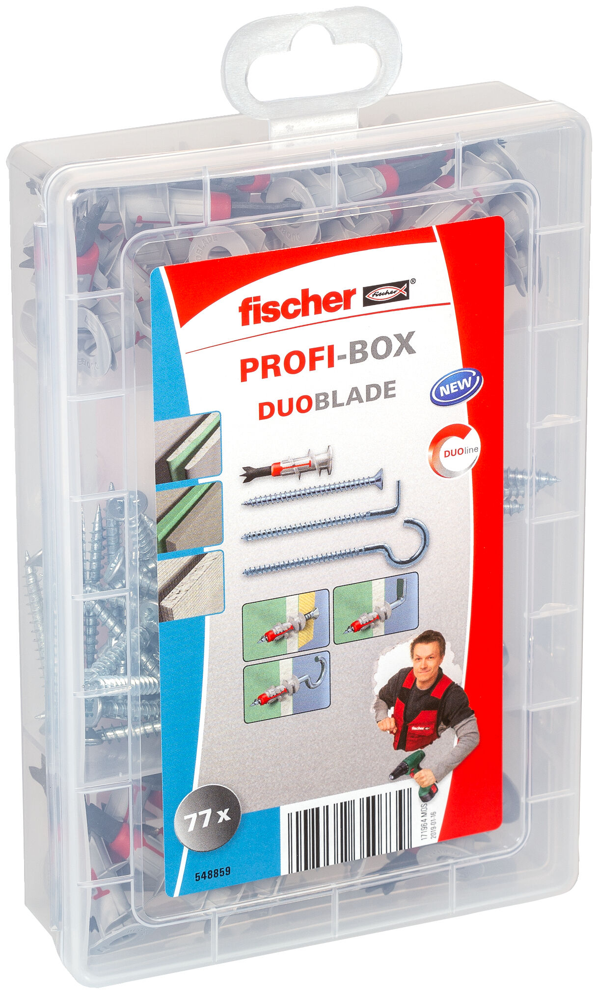 Profi-Box DuoBlade con tornillos, alcayatas y hembrilla abiertas